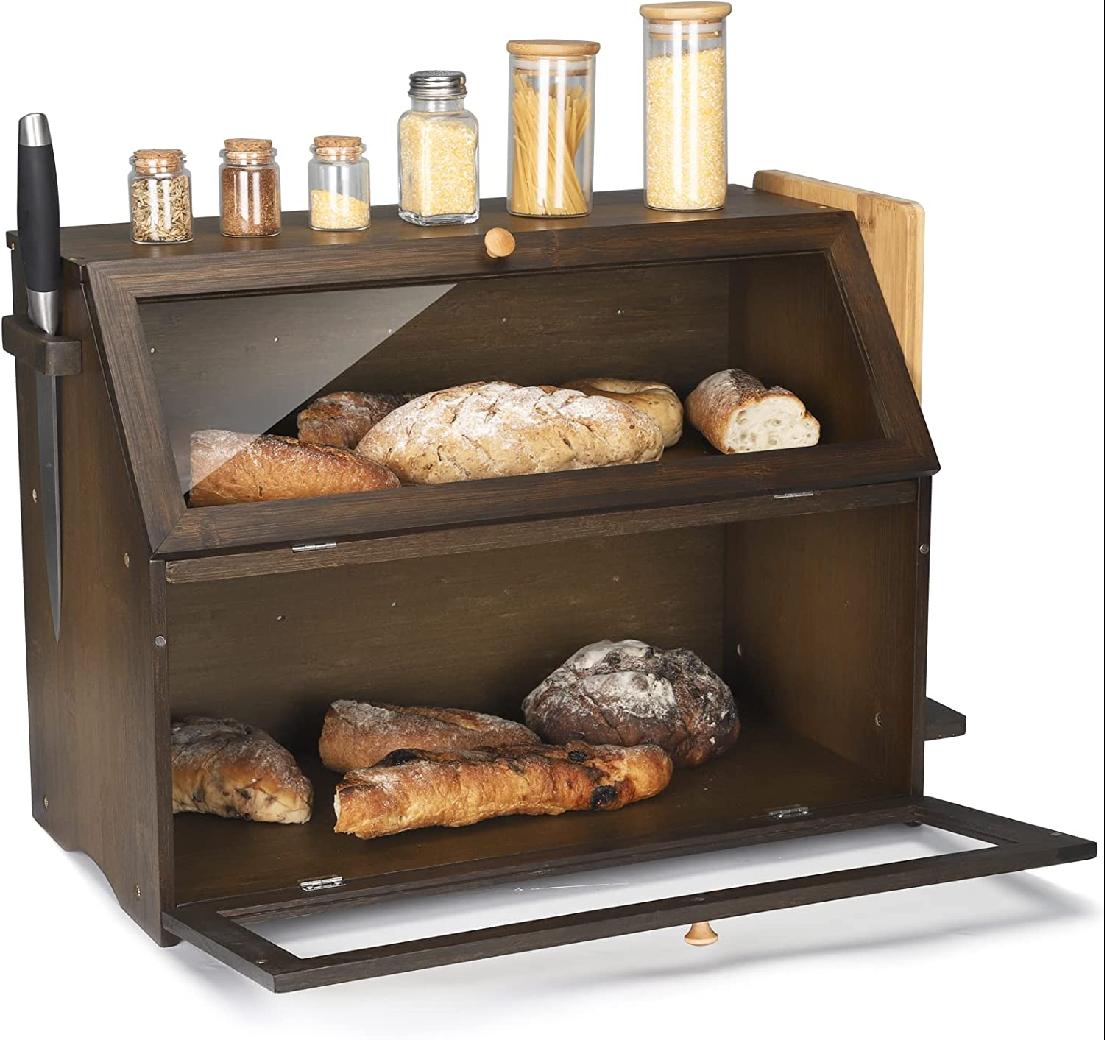 Latitude Run® Large Bread Box For Kitchen Counter Double Layer