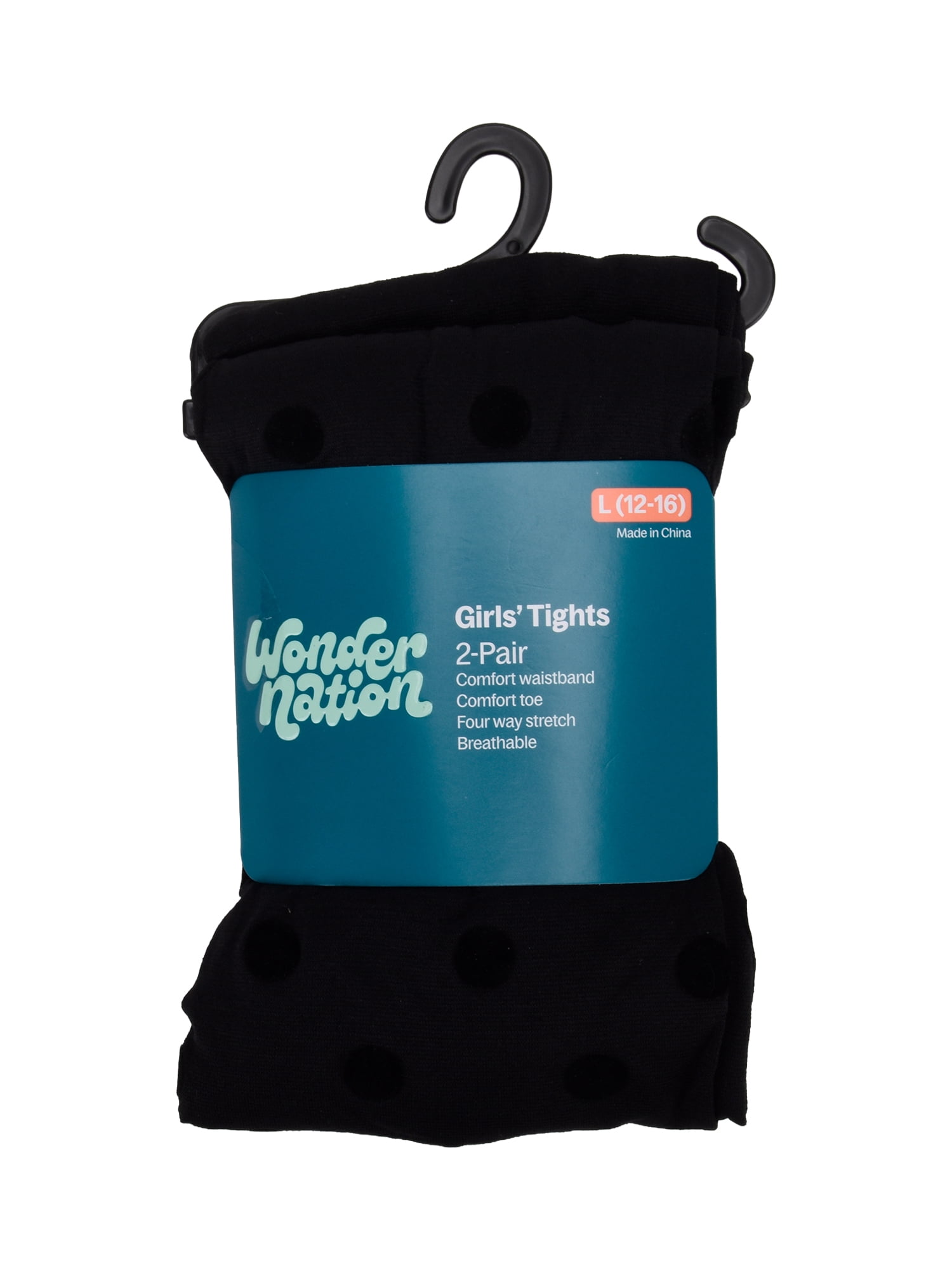 Wonder Nation Girls' Opaque Tights 2 Packed Sizes 4-16