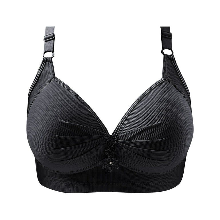 Backless Bra,Ightly Latex Lined Cup Wirefree Unpadded Full Coverage Plus  Size Minimizer Bra(46.00,Black)