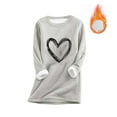 thumbnail image 2 of Aboser Womens Sherpa Lined Sweatshirts Cozy Fleece Loungewear Trendy Heart Printed Pullover Tops Winter Crewneck Long Sleeve Sweatshirt Thermal Casual Undershirts, 2 of 4