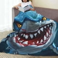 thumbnail image 6 of Fuzoiu Cartoon Cute Shark Print Ultra-Soft Micro Fleece Blanket,All Seasons Flannel Throw, Lightweight Blanket for Bed, Sofa, Couch, Movie Night, Camping, and Travel-50"x40", 6 of 7
