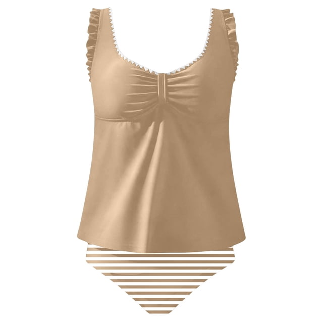 Conjunto de Bikini de Cintura Alta para Mujeres Traje de Baño de Dos Piezas de Control Del Vientre Correa Ancha de Apoyo Sólida