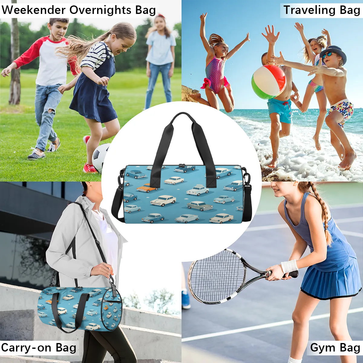 Qzjjjmy Foldable Sport Duffle Bag for Kids Teens Cartoon Sport Gym Bag Lightweight Boys Overnight Bag