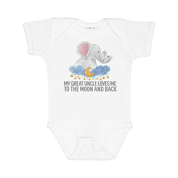 Inktastic My Great Uncle Loves Me to the Moon and Back Elephants Boys or Girls Baby Bodysuit