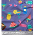 thumbnail image 1 of Soimoi Rayon Fabric Drink,Goggles & Ice Cream Party Decor Fabric Printed Yard 56 Inch Wide, 1 of 1