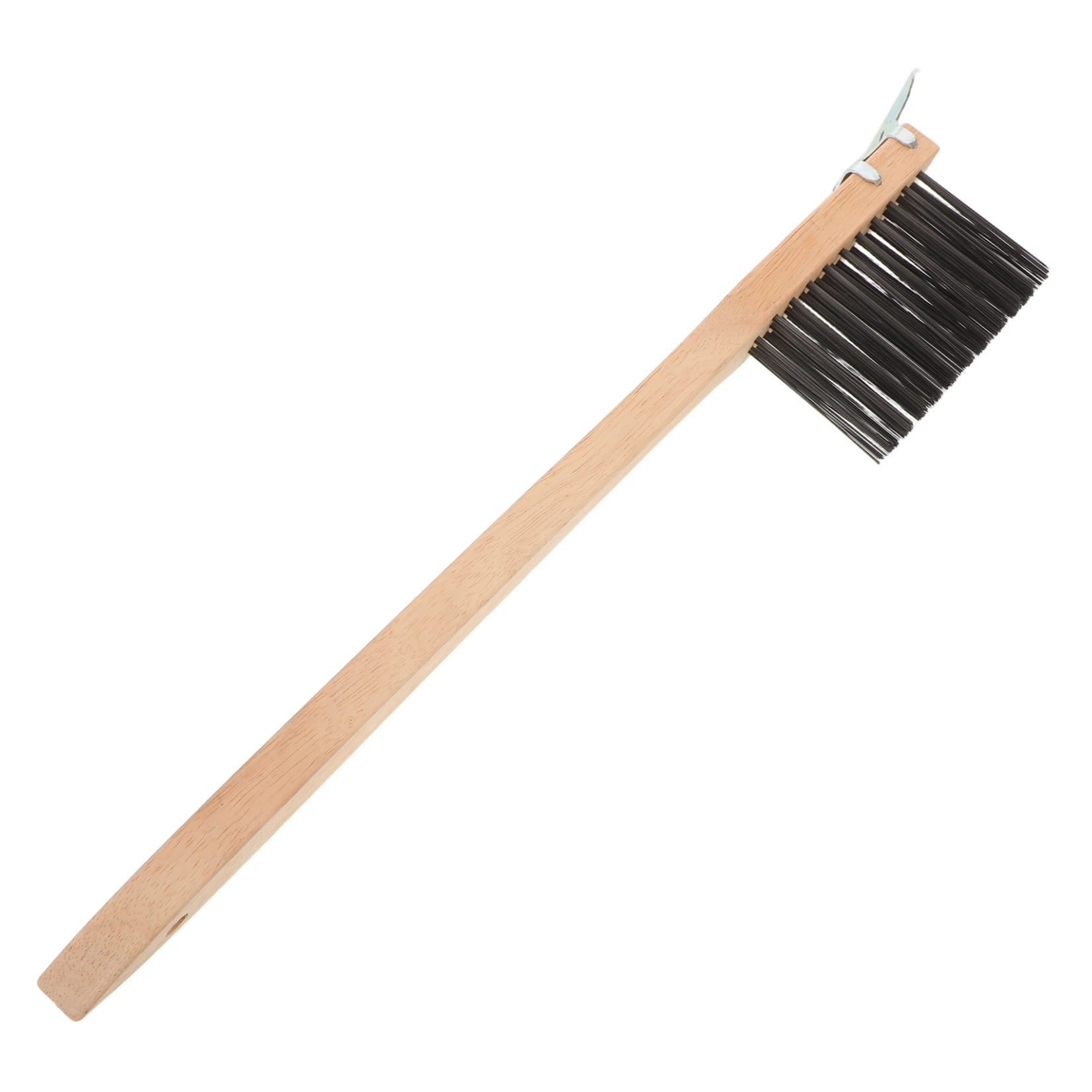 OUNONA Pizza Oven Brush with Beige Wood Handle and Copper Wire Bristles for Easy Grease Removal and Deep Cleaning