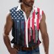 thumbnail image 1 of Camiseta sin mangas con cuello vuelto para hombre, estilo informal, con estampado del Día de la Independencia, cuello vuelto, sin mangas, bolsillos, deportiva, de poliéster, 1 of 5