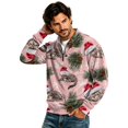 thumbnail image 4 of Christmas Corduroy Sweatshirt for Men , Long Sleeve Quarter Zip Collar Drop Shoulder Fall Winter Loose Fit Soft Comfy Casual Pullover Top Pink L, 4 of 5