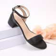 thumbnail image 3 of LuckLilac Women's Round Open Toe Sandals Chunky Low Heel Ankle Strap Heels Casual Daily Office Wedding Shoes, 3 of 5