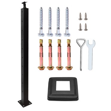 Stair Cable Railing Post Deck Railing, 42 x 2 x 2 inch Black Post with Pre-Drilled Holes