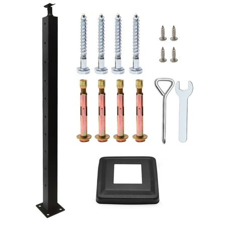 Stair Cable Railing Post Deck Railing, 42 x 2 x 2 inch Black Post with Pre-Drilled Holes