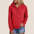 thumbnail image 2 of Godom Women's Hoodies Casual Long Sleeve Half Button Drop Shoulder Pullover Tops Loose Drawstring Hooded Sweatshirt, 2 of 7