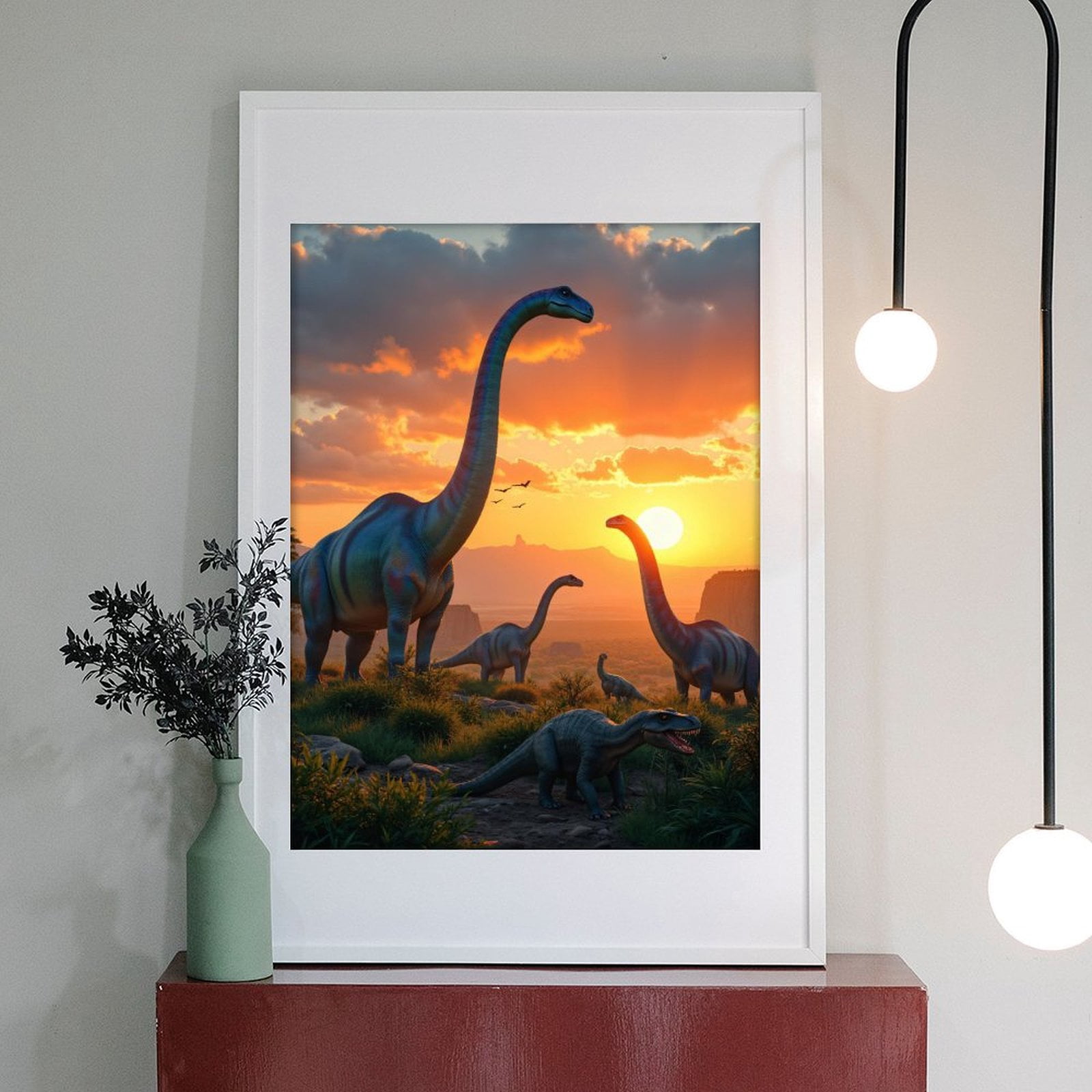Diamond Art Kit for Adults, Prehistoric Sunset Dinosaur Scene Diamond Painting for Adults Beginners, 5D DIY Diamond Art Painting Kits, Colorful Diamond Painting Craft for Home Decor 12x16