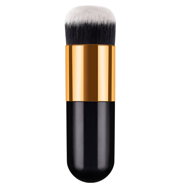 Brocha de maquillaje de cerdas suaves, bonita y elegante, portátil, herramientas profesionales de maquillaje, color negro y dorado.