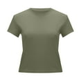 thumbnail image 4 of Womens Summer Tops Womens Polyester Blend Shirts Slim Pack Women Ling Sleeve Shirt Short Summer Shirt Women's Tee Women Long Sleeve Compression V Neck Long T Shirts Pack on Clearance Army Green XS, 4 of 5