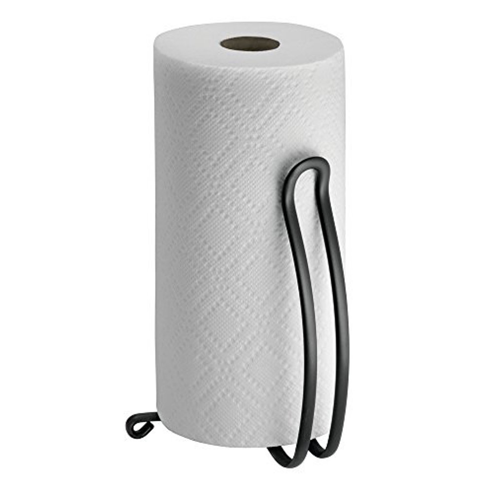mdesign paper towel holder stand and dispenser, freestanding vertical