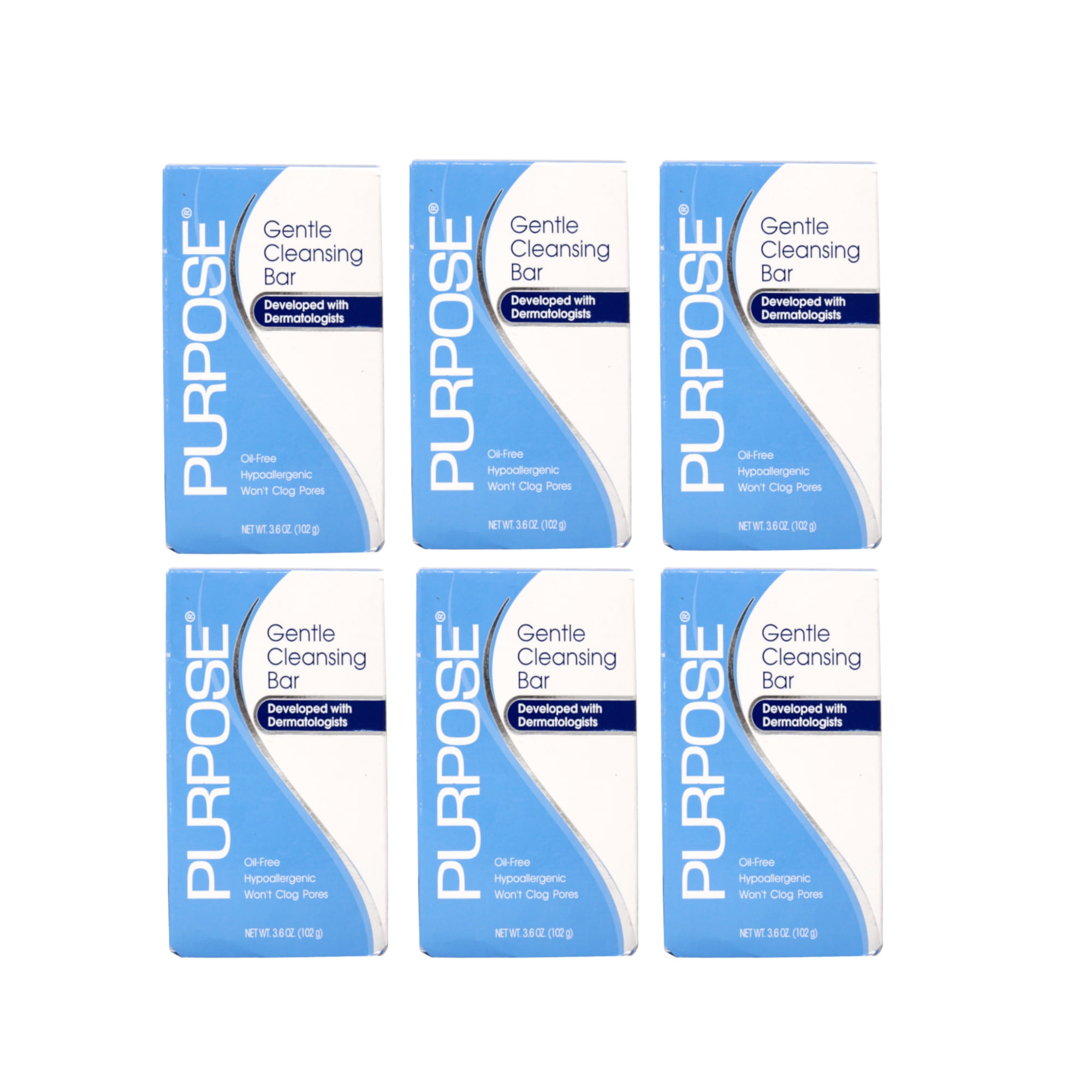 Purpose Gentle Cleansing Bar Soap, Oil Free And Hypoallergenic - 3.6 Oz, - 6 Pack