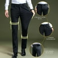 thumbnail image 5 of HOOMEUMY Men's Classic Fit Stretch Padded Straight Leg Dress Pants with Zipper Pockets Business Office Trousers Black 34, 5 of 9