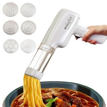Handheld 6-in-1 Portable Plastic Pasta Maker Machine with 6 Noodle Moulds