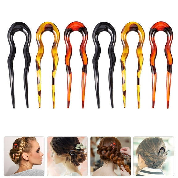 STRANDCHIC Set of 6 U-Shaped Plastic Hairpin Forks Anti-Skid Hair Accessories for Women