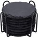 thumbnail image 1 of Posavasos con soporte de metal, 4 pulgadas, 8 piezas, posavasos de piedra negra, juego de posavasos a granel para bar, cocina, hogar, apartamento, redondo, 1 of 5