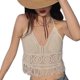 thumbnail image 2 of Diarypiece Camiseta sin mangas de ganchillo, camisola sin espalda con borlas circulares de punto de ganchillo para mujer, 2 of 5