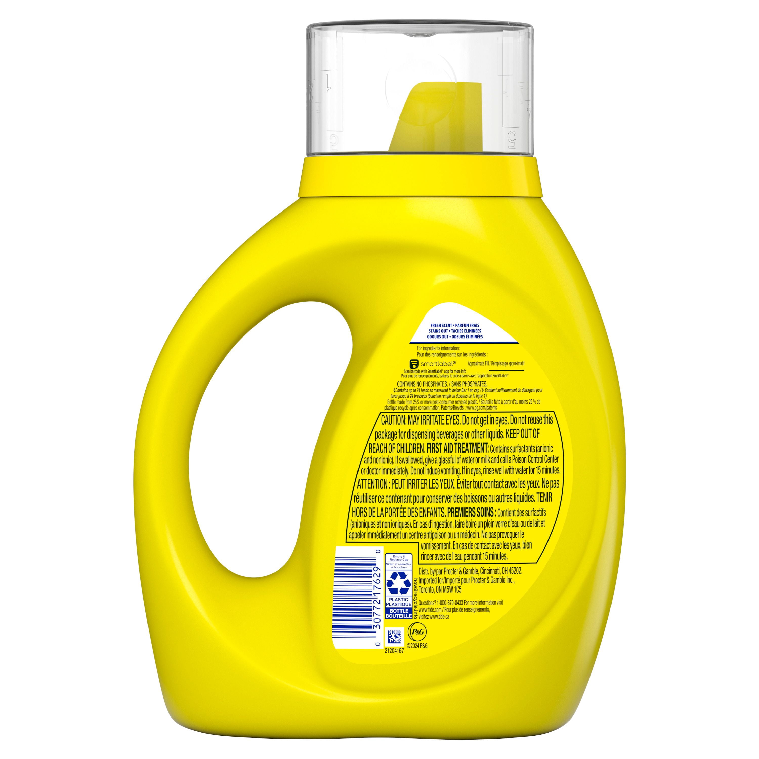 Détergent à lessive liquide Tide Simply Tout-en-un, parfum Fleur d’oranger, 24 brassées