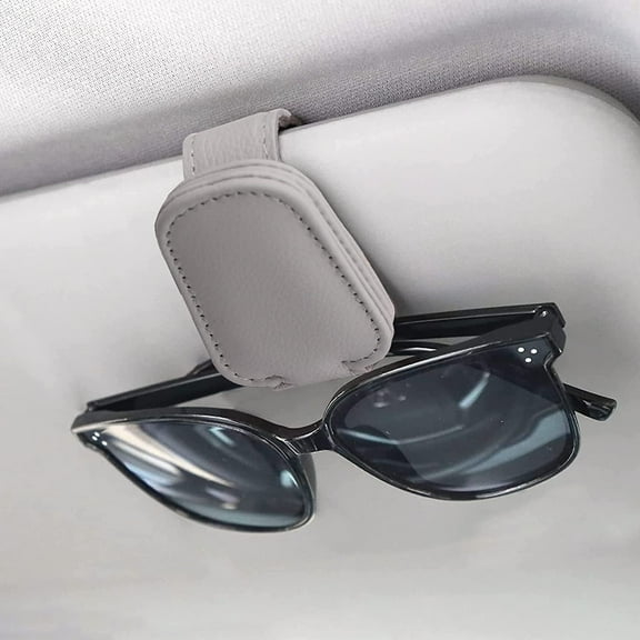 Sunglasses Holders for Car, Magnetic Genuine Leather Sunglasses Clip for Car Visor, Glasses Hanger Clip, Car Interior Visor Accessories,Gray