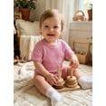 thumbnail image 5 of Cenuakty Infant 0-18M Baby Summer Jumpsuit Solid Color Ribbed Short Sleeve Round Neck Romper Cute Bodysuit, 5 of 9