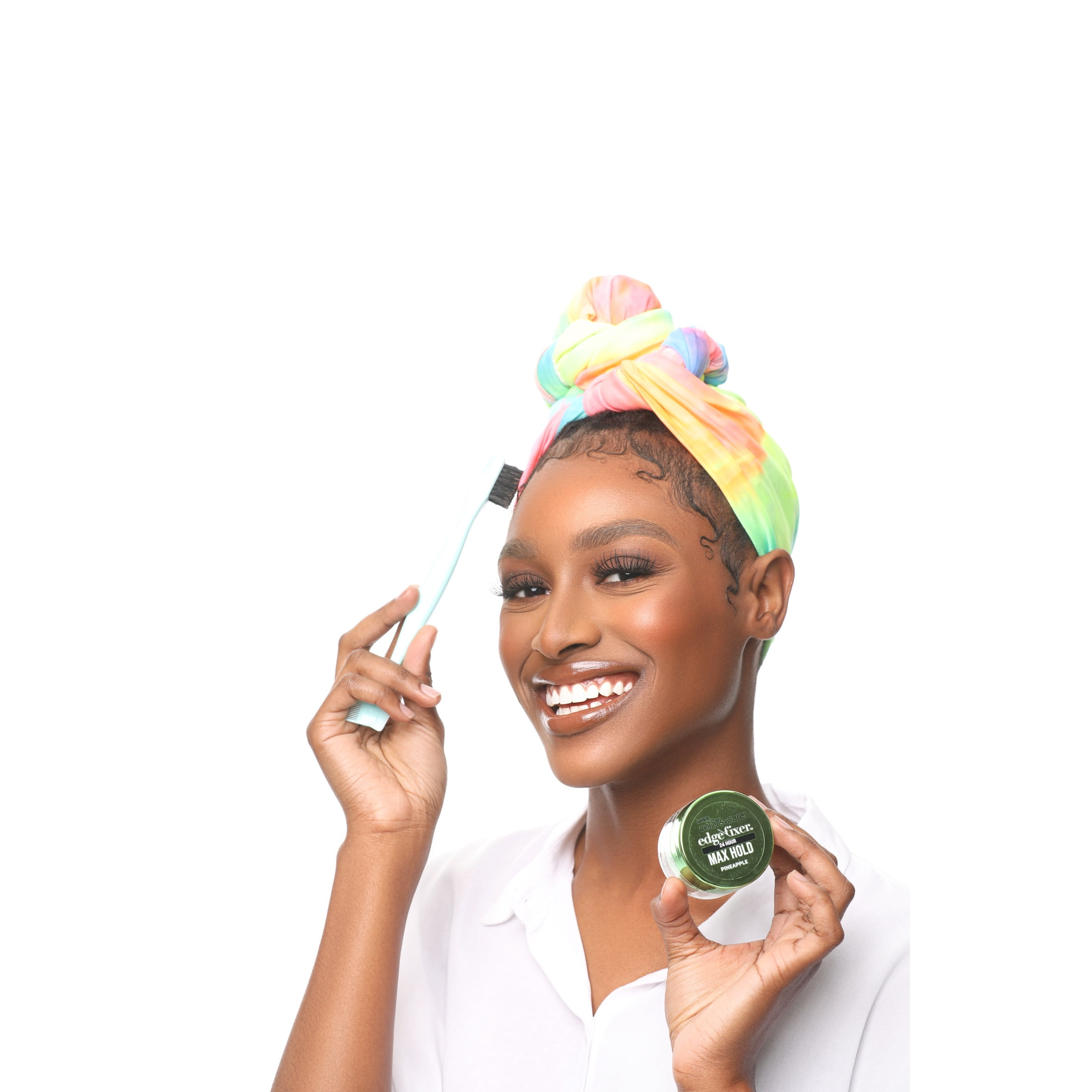 (3 pack) Kiss Colors & Care 4-in-1 Edge Boar Bristle Hair Brush w/ 2 Fine-Tooth Combs & 1 Spatula, Mint