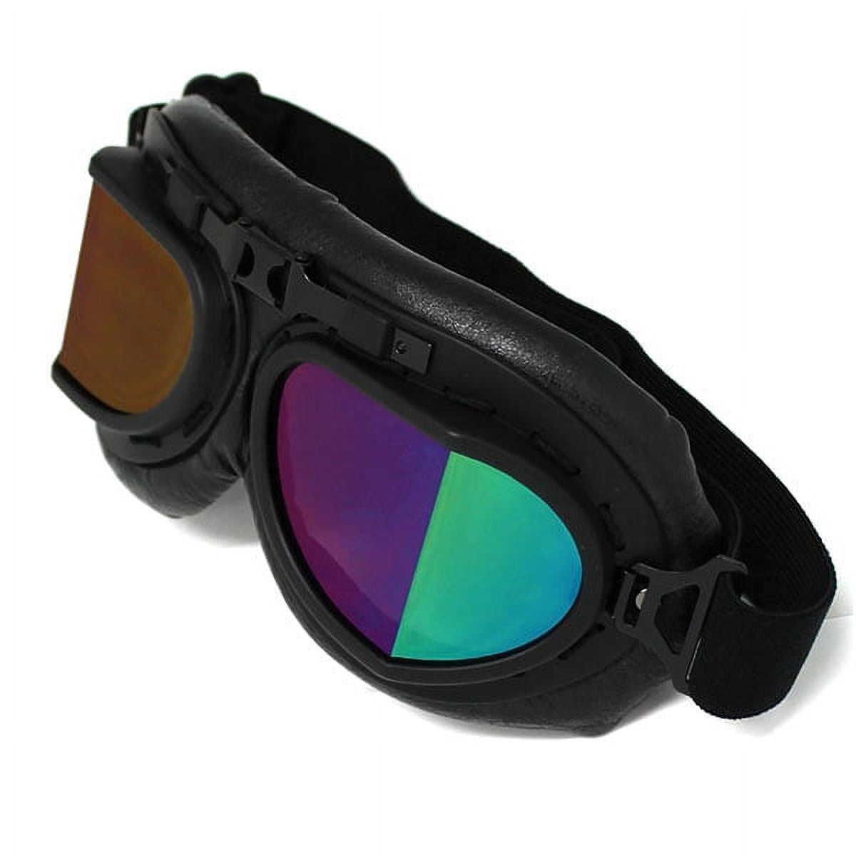 1Storm Motorcycle Half Face Helmet HKY205V Mopeds Scooter Pilot with retractable Inner Smoked Visor, Red Skull + T008 Black Tinted Goggle Bundle