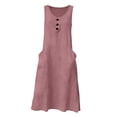 thumbnail image 5 of Sokhug Midi Dresses for Women Sleeveless Cotton Blend Round Neck Button Detail A Line Dress Side Pockets Solid Color Casual Dresses, 5 of 5