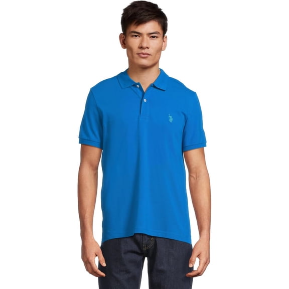 U.S. Polo Assn. Men's Solid Pique Polo With Small Pony Polo Shirt, Blue Tile, Small