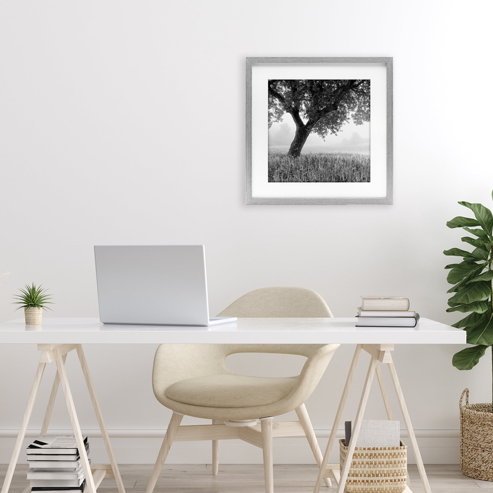 Stupell Industries Tuscan Morning Oak in Mist Gray Framed Print Under Glass, design by Chip Forelli