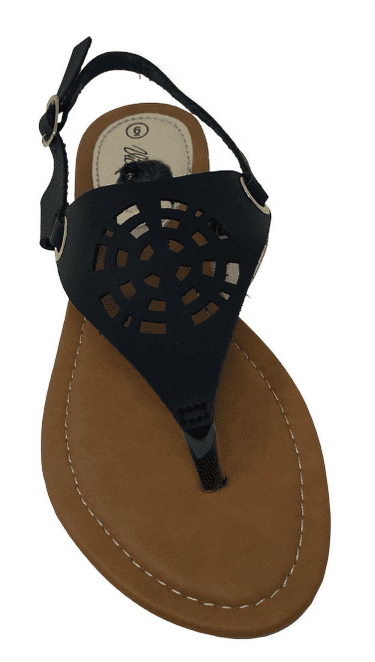 Victoria K Women's Diamond Cut Out Back With Rhinestone Buckle Embellished Sandals