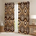 thumbnail image 2 of jejeloiu Vintage Boho Aztec Black Out Curtains,Geometric Rhombus Triangle Curtains Pack of 2 (42x63 Each),Brown Bohemian Bedroom Curtains For Teens,Ultra Soft Home Decor, 2 of 6