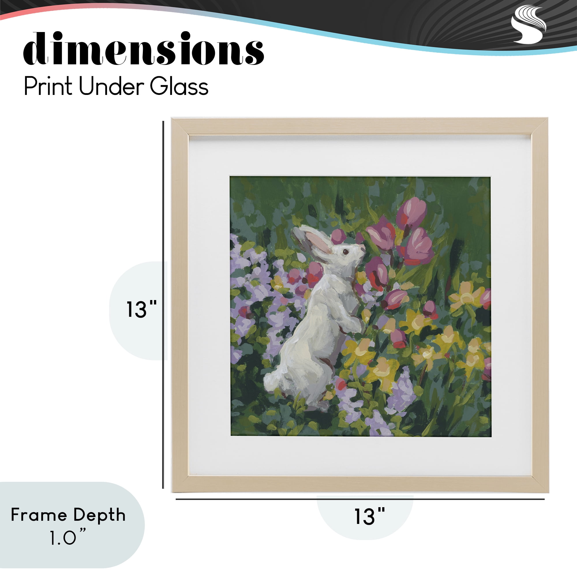 Stupell Industries Bunny in Garden Impression Birch Framed Print Under Glass, design by June Erica Vess