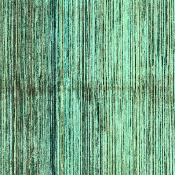 Ahgly Company Indoor Square Oriental Turquoise Blue Modern Area Rugs, 7' Square