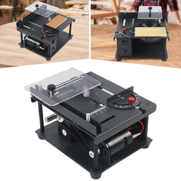 Peakora Desktop Cutting Tool Machine 200w 8500rpm Portable Mini Table Saw Multi-functional Cutting Bench Electric Metal Wood Cutting Tool for Precision Cut Metal Black