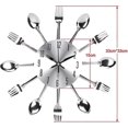 thumbnail image 2 of Mirror Effect Kitchen Clock with Spoon Fork Removable 3D Sticker for Home Decoration 32*32*4CM Metallic Silver, 2 of 5