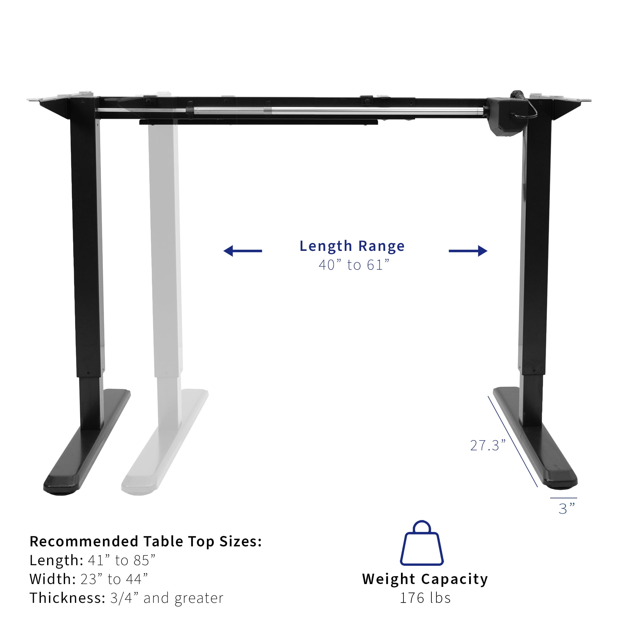 VIVO Single Motor Stand Up Desk Frame with Electric Dual Monitor Mount