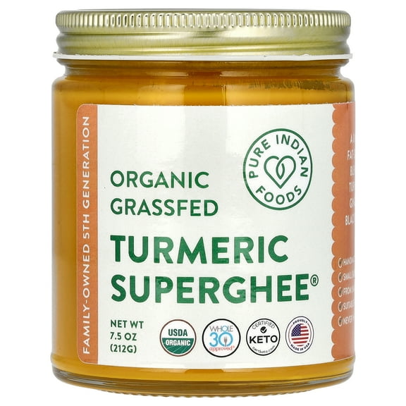 Pure Indian Foods Organic Grassfed Turmeric Superghee, 7.5 oz (212 g)