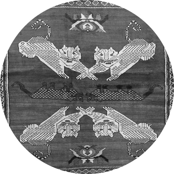 Ahgly Company Indoor Round Animal Gray Traditional Area Rugs, 3' Round