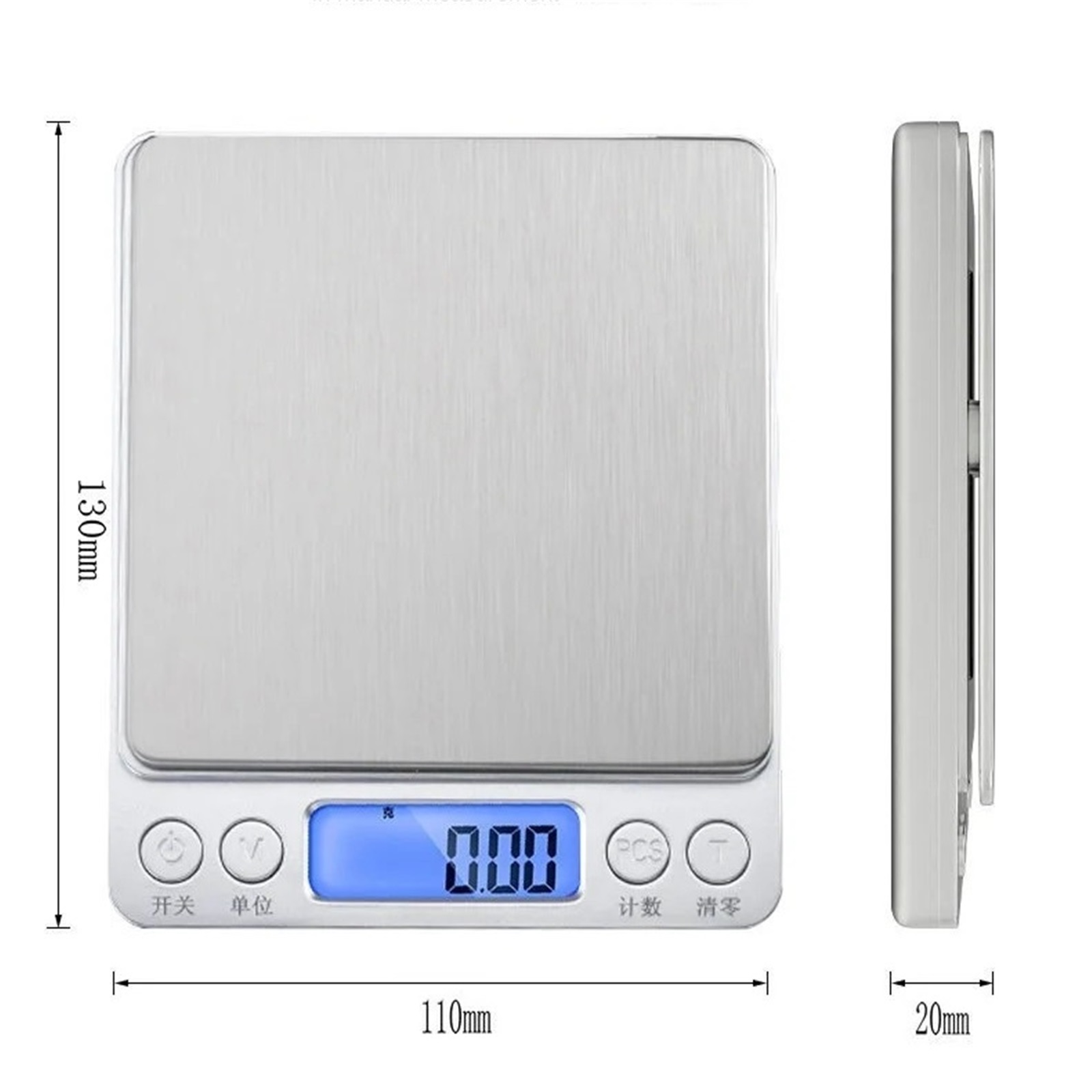 Digital Kitchen Scale Pocket Stainless Steel Electronic Balance 0.1/3000g Weigh Scales ,Precise Weight