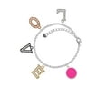 thumbnail image 2 of Delight Jewelry Silvertone Small Hot Pink Enamel Disc Multi-Colored Crystal Love Charm Bracelet, 2 of 5