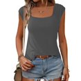 thumbnail image 4 of AherBiu Tank Tops for Women Wide Strap Square Neck Sleeveless Summer Casual Basic T Shirts Top Tees, 4 of 6
