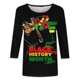 thumbnail image 4 of Tnhcen Women's Black History Month Print Oversized 3/4 Sleeve Tops - Cultural Heritage Round Neck Casual Shirts S-5XL, 4 of 5