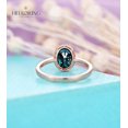 thumbnail image 2 of Oval Teal Sapphire engagement ring blue green sapphire ring diamond moissanite halo ring pave band vintage wedding ring Anniversary ring, 2 of 3