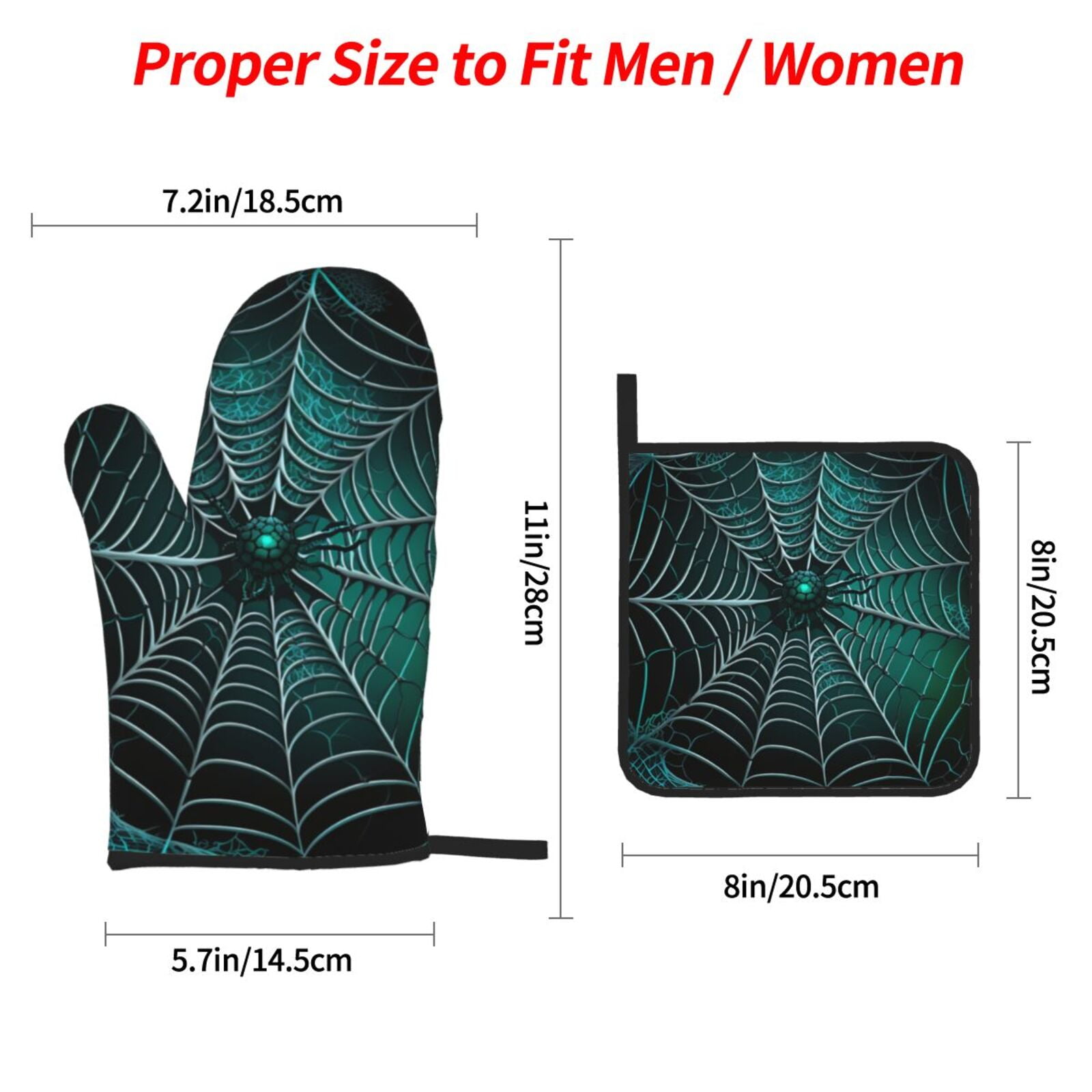 Spider Web Gothic Art 4Pcs Oven Mitts and Pot Holders Sets Oven Kitchen Gloves Hot Pads for Cooking BBQ Baking Grilling
