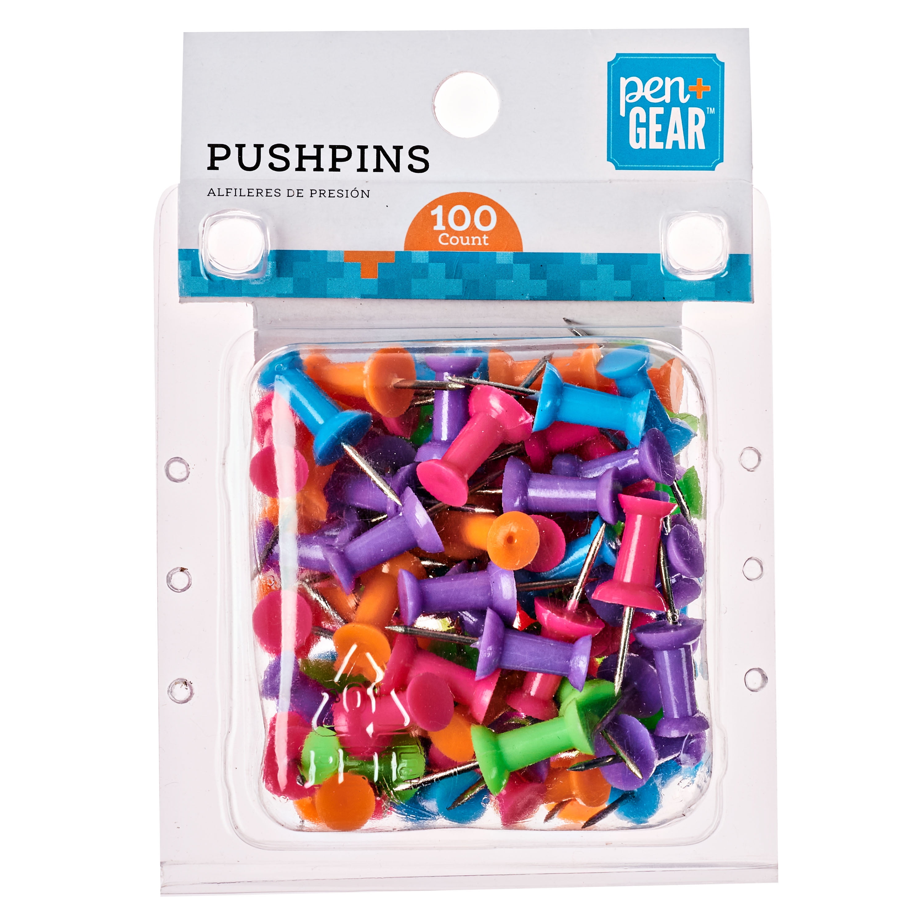 Multi colored thumb tacks push pins 100 per pack metal by the pack or case 
